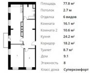 2-комнатная квартира площадью 77.8 кв.м, Лопатино д, 91 | цена 8 260 000 руб. | www.metrprice.ru