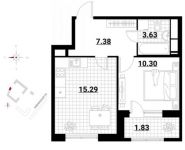 1-комнатная квартира площадью 38.43 кв.м, ул Тайнинская, д. д. вл. 9, к. 3 | цена 6 529 680 руб. | www.metrprice.ru