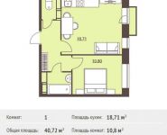 1-комнатная квартира площадью 40.72 кв.м,  | цена 3 644 440 руб. | www.metrprice.ru