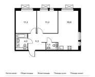 2-комнатная квартира площадью 56.1 кв.м,  | цена 6 799 320 руб. | www.metrprice.ru