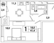 1-комнатная квартира площадью 41.4 кв.м, Рязанский пр-кт, 2 | цена 7 039 407 руб. | www.metrprice.ru
