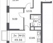 2-комнатная квартира площадью 49.56 кв.м, Мякининское шоссе, 4, корп.4 | цена 4 615 522 руб. | www.metrprice.ru