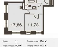 1-комнатная квартира площадью 40.6 кв.м, Донецкая ул., 30С1 | цена 5 454 315 руб. | www.metrprice.ru