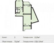 2-комнатная квартира площадью 71.6 кв.м, улица Поликахина, 5 | цена 5 287 600 руб. | www.metrprice.ru