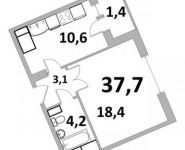 1-комнатная квартира площадью 37.7 кв.м, Автозаводская ул. | цена 2 816 190 руб. | www.metrprice.ru