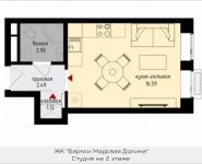 1-комнатная квартира площадью 23.9 кв.м, Октябрьская ул., 3 | цена 2 439 084 руб. | www.metrprice.ru