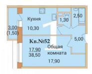 1-комнатная квартира площадью 38.5 кв.м, Ивакино кв-л | цена 3 155 000 руб. | www.metrprice.ru