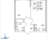 1-комнатная квартира площадью 37.9 кв.м, Дружбы, 44 | цена 3 865 800 руб. | www.metrprice.ru
