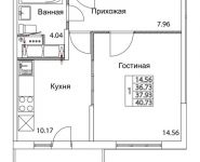 1-комнатная квартира площадью 37.93 кв.м, 2-я Муравская | цена 5 448 265 руб. | www.metrprice.ru