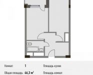 1-комнатная квартира площадью 46.3 кв.м, Береговой пр., ВЛ5 | цена 10 556 400 руб. | www.metrprice.ru