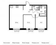 2-комнатная квартира площадью 56.2 кв.м, жилой комплекс Мякинино Парк, | цена 8 356 940 руб. | www.metrprice.ru