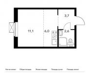 1-комнатная квартира площадью 23.4 кв.м,  | цена 3 095 820 руб. | www.metrprice.ru