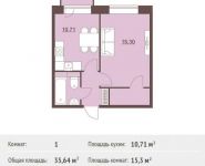 1-комнатная квартира площадью 35.64 кв.м, Калинина ул, 8 | цена 3 674 484 руб. | www.metrprice.ru
