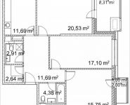3-комнатная квартира площадью 92.03 кв.м, Лазоревый пр., 3 | цена 19 916 488 руб. | www.metrprice.ru