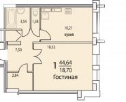 1-комнатная квартира площадью 44.64 кв.м в ЖК "Восточный Берег", 3 микрорайон, д.6 | цена 2 276 640 руб. | www.metrprice.ru