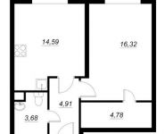 1-комнатная квартира площадью 44.1 кв.м, проспект 40 лет Октября, 36 | цена 8 908 200 руб. | www.metrprice.ru