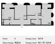 3-комнатная квартира площадью 90.6 кв.м, Берзарина ул., 28 | цена 17 025 643 руб. | www.metrprice.ru