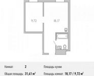 2-комнатная квартира площадью 31.4 кв.м, улица Комдива Орлова, вл1 | цена 4 365 990 руб. | www.metrprice.ru