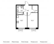 1-комнатная квартира площадью 33.6 кв.м, жилой комплекс Мякинино Парк, | цена 5 779 200 руб. | www.metrprice.ru