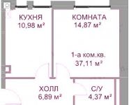 1-комнатная квартира площадью 36 кв.м, Бочарова ул. | цена 2 550 000 руб. | www.metrprice.ru
