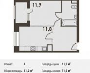 1-комнатная квартира площадью 41.3 кв.м, Головинское ш., 5 | цена 7 970 900 руб. | www.metrprice.ru