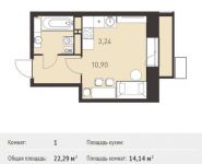 1-комнатная квартира площадью 22.29 кв.м,  | цена 2 128 695 руб. | www.metrprice.ru