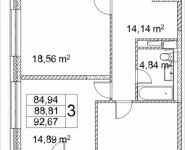 3-комнатная квартира площадью 88.58 кв.м, Лазоревый пр., 3 | цена 21 562 232 руб. | www.metrprice.ru