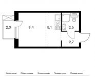 1-комнатная квартира площадью 20.4 кв.м, Киевское шоссе 23-й км, 5к1 | цена 5 169 360 руб. | www.metrprice.ru
