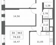 3-комнатная квартира площадью 74.03 кв.м, Мякининское шоссе, 4 | цена 10 718 803 руб. | www.metrprice.ru