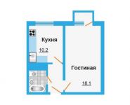 1-комнатная квартира площадью 34.2 кв.м, Вишневая ул., 1К4 | цена 1 881 000 руб. | www.metrprice.ru