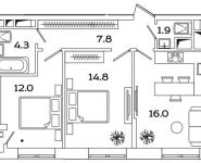 2-комнатная квартира площадью 56.9 кв.м, Рязанский проспект, д.2Б | цена 10 163 022 руб. | www.metrprice.ru