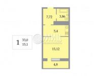 1-комнатная квартира площадью 33 кв.м,  | цена 1 700 000 руб. | www.metrprice.ru
