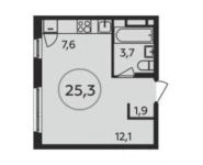 1-комнатная квартира площадью 25.3 кв.м, Сервантеса улица, д.1к1 | цена 4 233 350 руб. | www.metrprice.ru