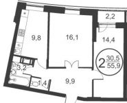 2-комнатная квартира площадью 55 кв.м, Народного Ополчения ул., 18 | цена 4 629 247 руб. | www.metrprice.ru