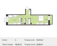 1-комнатная квартира площадью 46.05 кв.м,  | цена 3 568 875 руб. | www.metrprice.ru