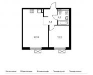 1-комнатная квартира площадью 44.8 кв.м, Ясеневая ул, 12к3 | цена 8 789 760 руб. | www.metrprice.ru