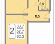2-комнатная квартира площадью 62.3 кв.м, 2-й Грайвороновский проезд, 38, корп.9 | цена 8 775 789 руб. | www.metrprice.ru
