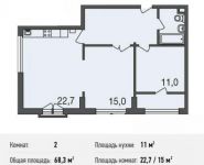 2-комнатная квартира площадью 68.3 кв.м, Ивановская ул., 1 | цена 5 190 800 руб. | www.metrprice.ru