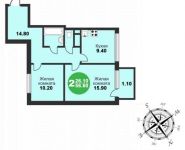 2-комнатная квартира площадью 56.6 кв.м, Зеленая улица, д.3 с 1 | цена 3 452 600 руб. | www.metrprice.ru
