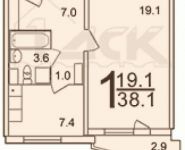 1-комнатная квартира площадью 38.8 кв.м, Кооперативная ул., 3 | цена 3 250 000 руб. | www.metrprice.ru