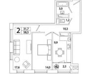 2-комнатная квартира площадью 58.5 кв.м, Рязанский пр-кт, 2 | цена 9 137 817 руб. | www.metrprice.ru