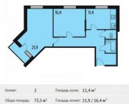 2-комнатная квартира площадью 73.5 кв.м,  | цена 5 425 500 руб. | www.metrprice.ru