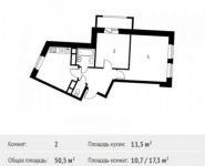 2-комнатная квартира площадью 50.5 кв.м, Фруктовая улица, 1 | цена 5 332 235 руб. | www.metrprice.ru