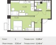 1-комнатная квартира площадью 37.91 кв.м,  | цена 3 127 575 руб. | www.metrprice.ru
