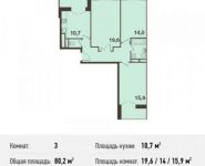 3-комнатная квартира площадью 80.2 кв.м, Новотушинская ул. | цена 6 471 595 руб. | www.metrprice.ru
