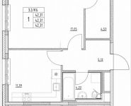 1-комнатная квартира площадью 42.31 кв.м, Лазоревый пр., 3 | цена 9 627 852 руб. | www.metrprice.ru