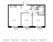 2-комнатная квартира площадью 60.3 кв.м, Ясеневая ул, 12к3 | цена 11 143 440 руб. | www.metrprice.ru