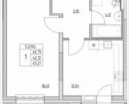 1-комнатная квартира площадью 42.12 кв.м, Лазоревый пр., 3 | цена 9 062 033 руб. | www.metrprice.ru