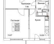 1-комнатная квартира площадью 37.72 кв.м, 2-я Муравская | цена 5 227 992 руб. | www.metrprice.ru