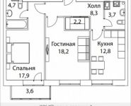 2-комнатная квартира площадью 70 кв.м, Шелепихинская набережная, влд 34, корп.3 | цена 16 966 400 руб. | www.metrprice.ru